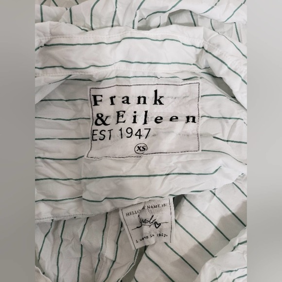 New Frank & Eileen Joedy Signature Crinkle Striped Shirt Size Xs Oversized - Picture 4 of 4